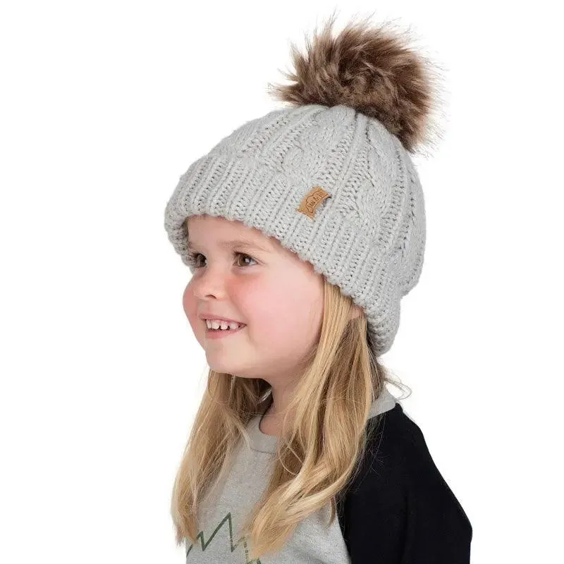 Grey Cable Knit Twinning Beanies | Jan & Jul